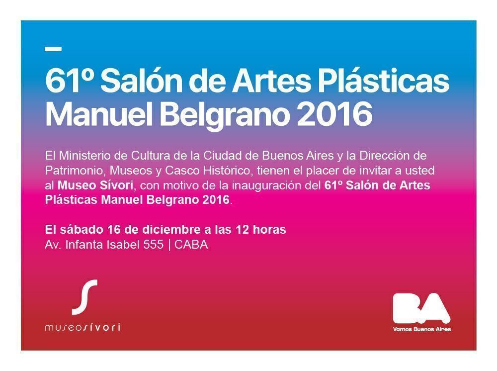 «61 Salón de Artes Plásticas Manuel Belgrano» en el Museo de Artes Plásticas Eduardo Sívori, 2016