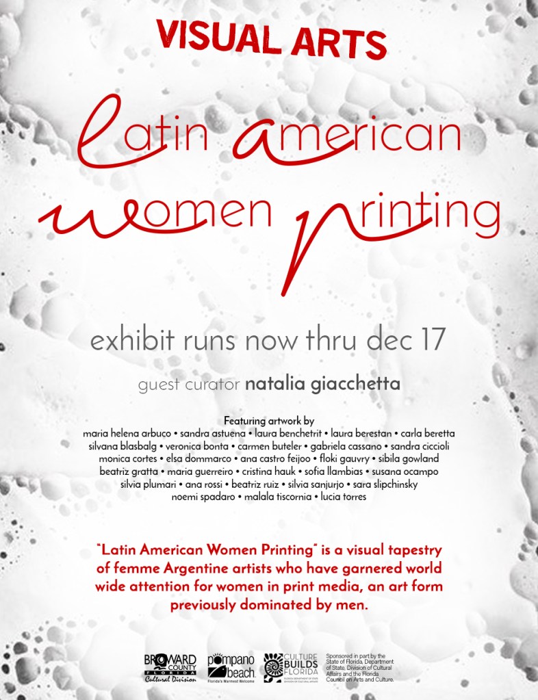 «Latinamerican women printing» en el Centro Cultural de Pompano Beach, 2017