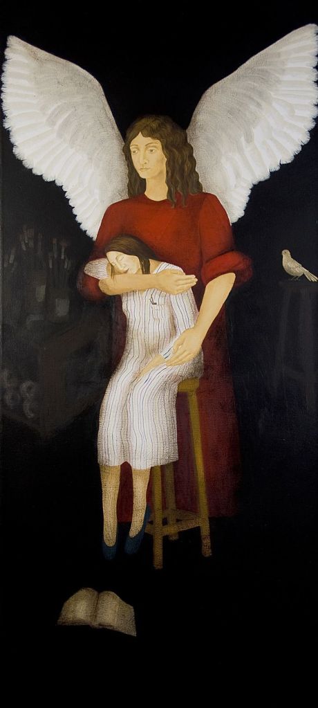 LUCIA TORRES «ARTE SACRO» con «El Angel del Artista» Öleo sobre tela 200x90cm. «PRIMER PREMIO - XXXVIII SALON DE ARTE SACRO DE TANDIL» Año 2009. Museo Municipal de Bellas Artes de Tandil