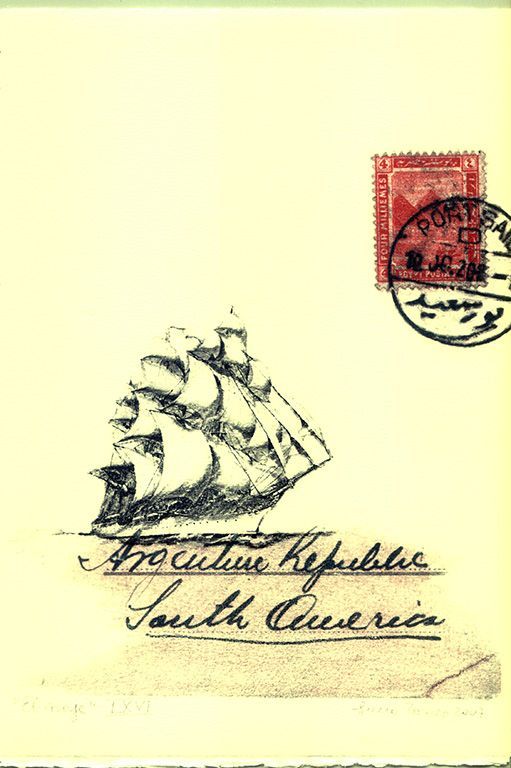 LUCIA TORRES «EL VIAJE» LXVI - Transfer s/Velin Arches creme 250grs 1/1 - 28x19cm en marco 40x30cm - Año 2007