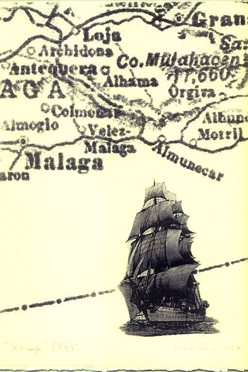 LUCIA TORRES «EL VIAJE» LXXVI - Transfer s/Velin Arches creme 250grs 1/1 - 28x19cm en marco 40x30cm - Año 2007