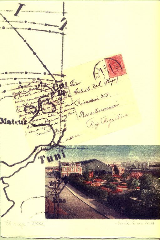 LUCIA TORRES «EL VIAJE» LXXX - Transfer s/Velin Arches creme 250grs 1/1 - 28x19cm en marco 40x30cm - Año 2007