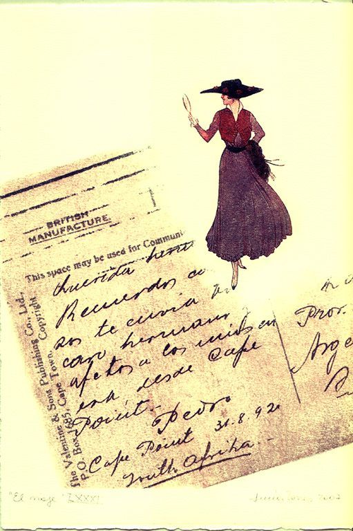 LUCIA TORRES «EL VIAJE» LXXXI - Transfer s/Velin Arches creme 250grs 1/1 - 28x19cm en marco 40x30cm - Año 2007