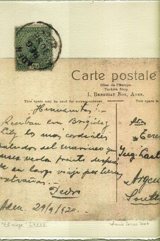 LUCIA TORRES «EL VIAJE» LXXXII - Transfer s/Velin Arches creme 250grs 1/1 - 28x19cm en marco 40x30cm - Año 2007