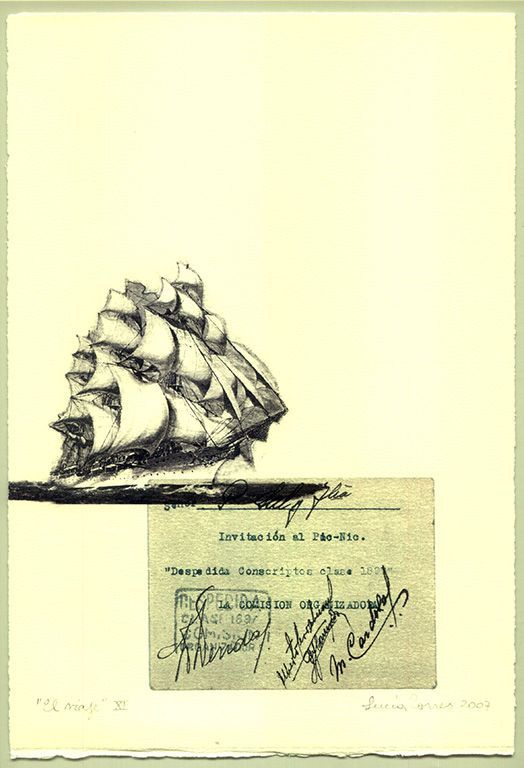 LUCIA TORRES «EL VIAJE» XI - Transfer s/Velin Arches creme 250grs 1/1 - 28x19cm en marco 40x30cm - Año 2007