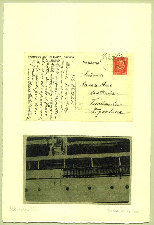 LUCIA TORRES «EL VIAJE» XII - Transfer s/Velin Arches creme 250grs 1/1 - 28x19cm en marco 40x30cm - Año 2007