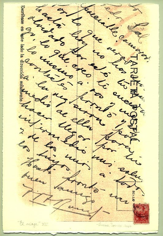 LUCIA TORRES «EL VIAJE» XIII - Transfer s/Velin Arches creme 250grs 1/1 - 28x19cm en marco 40x30cm - Año 2007