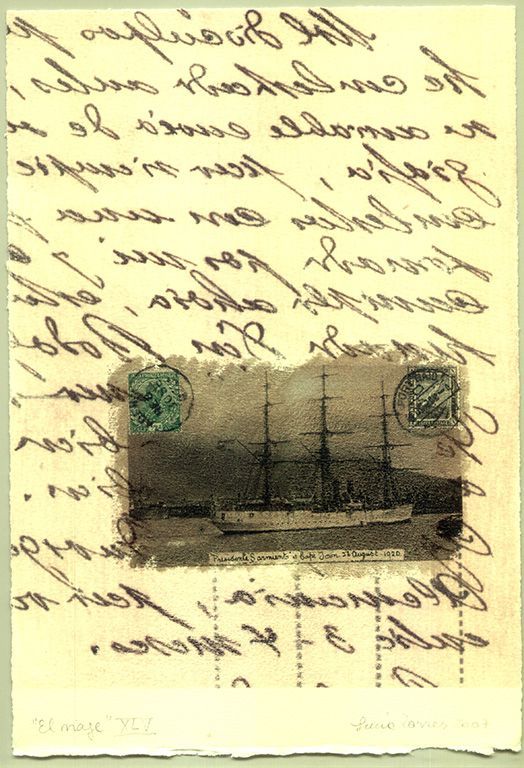 LUCIA TORRES «EL VIAJE» XLV - Transfer s/Velin Arches creme 250grs 1/1 - 28x19cm en marco 40x30cm - Año 2007