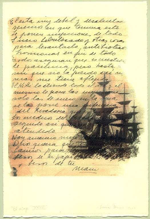 LUCIA TORRES «EL VIAJE» XXXVI - Transfer s/Velin Arches creme 250grs 1/1 - 28x19cm en marco 40x30cm - Año 2007