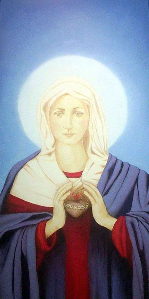 LUCIA TORRES «ARTE SACRO» CON «Inmaculado Corazón de María» Öleo sobre tela 120x60cm - Año 2004. Parroquia Sagrado Corazón de Río Gallegos, Santa Cruz