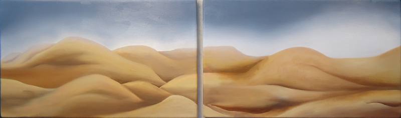 LUCIA TORRES «MESETA..., PATAGONIA..., ESA PIEL...» (díptico) Óleo sobre tela - 30x80cm - Año 2010