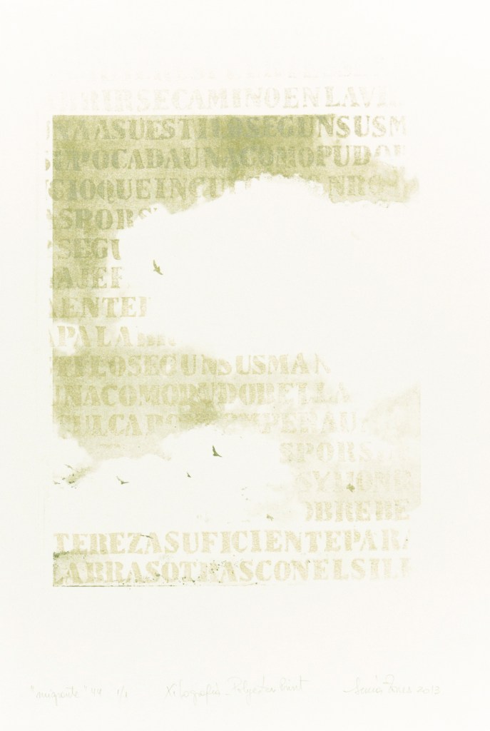 LUCIA TORRES «Migrante» 44 - Litografía en Poliester, Xilografía 56x38cm - Año 2013