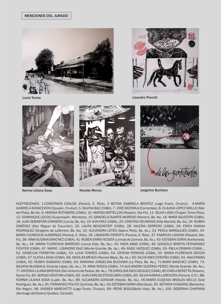 LUCIAS TORRES «MENCIÓN» en el «XVI SALON NACIONAL DE ENTRE RÍOS - GRABADO 2015» en el Museo Provincial de dibujo y grabado «Artemio Alisio», Concepción del Uruguay, Entre Ríos