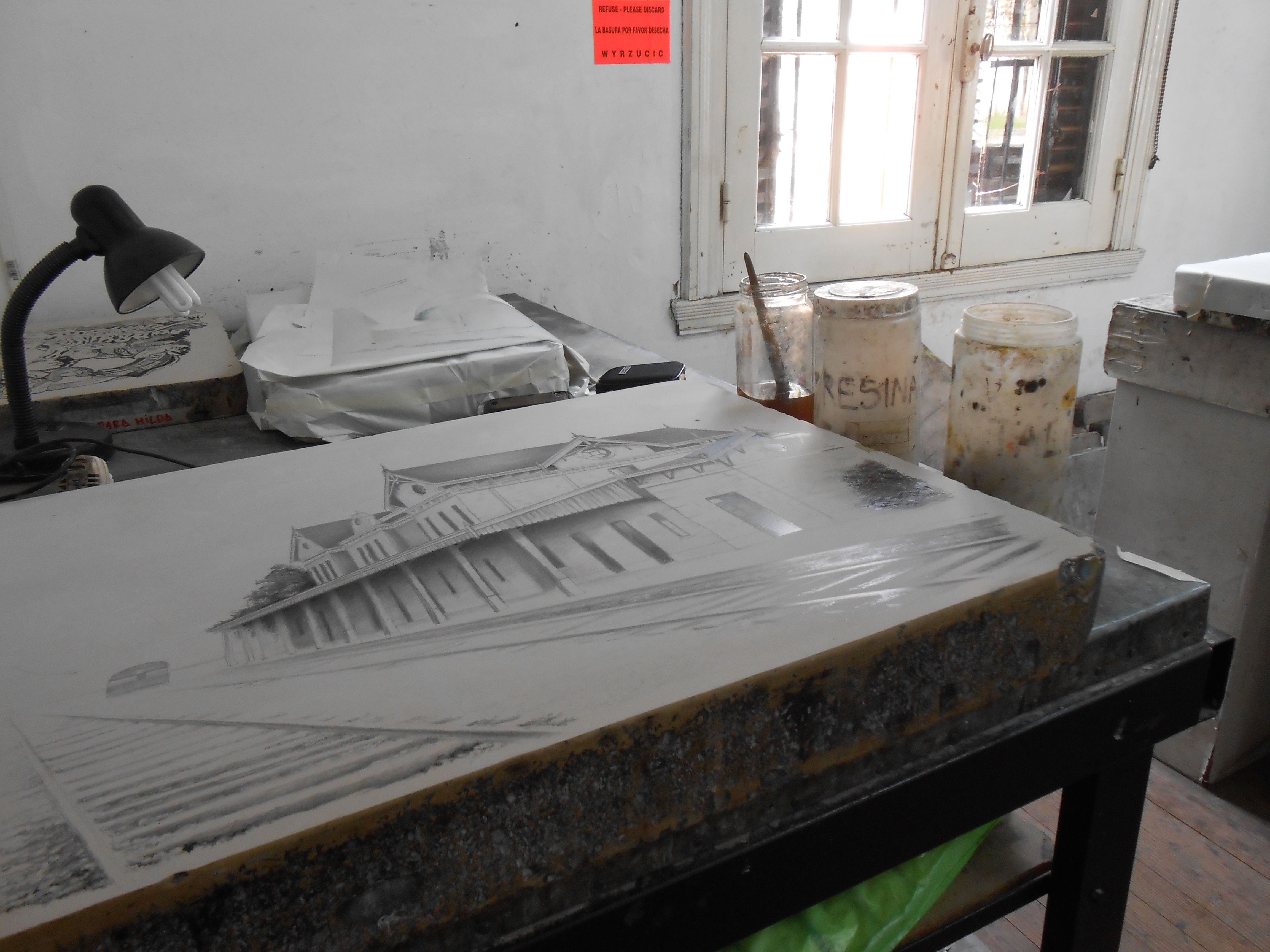 LUCIA TORRES - Proceso de impresión de la pieza «Migrante 102 - Estación Puerto Deseado»