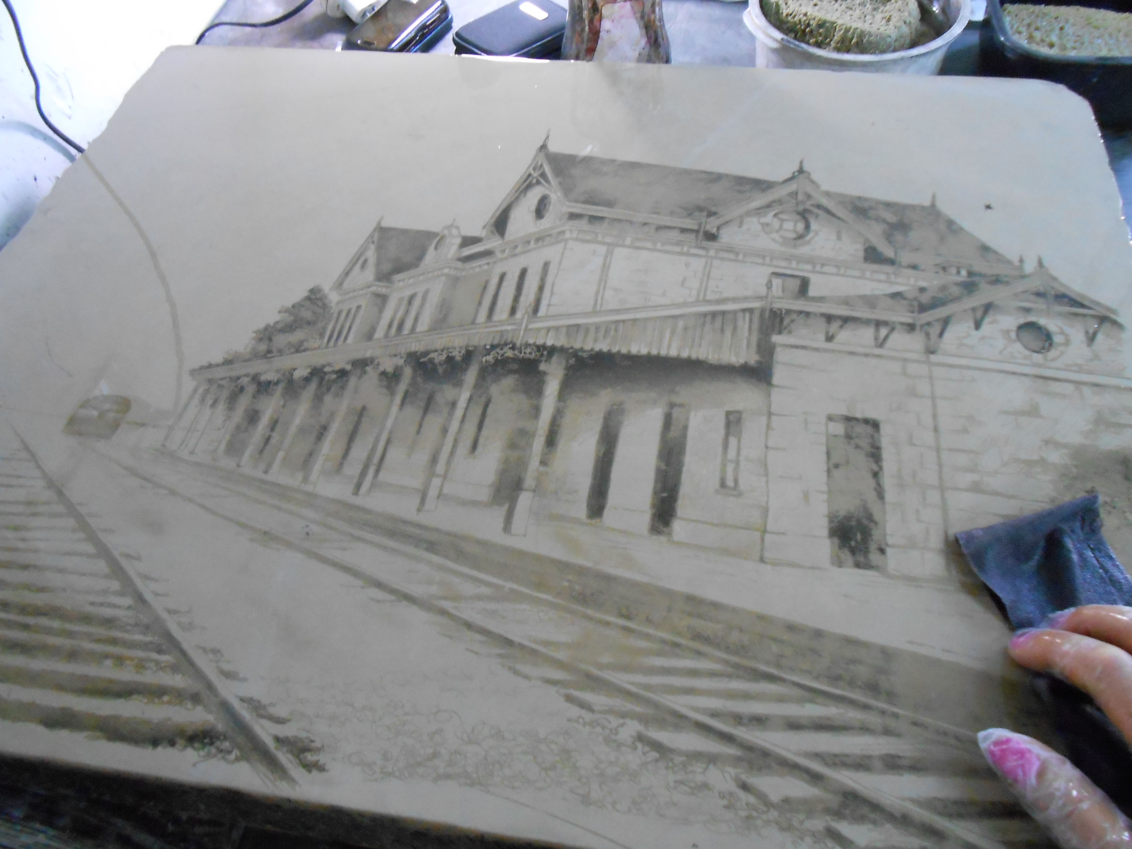 LUCIA TORRES - Proceso de impresión de la pieza «Migrante 102 - Estación Puerto Deseado»