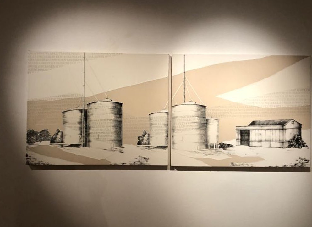 LUCIA TORRES - de la Serie «MIGRANTE» Díptico - Litografía, marouflage - 200x80cm - Año 2019 «XV Salón de Artes Visuales» Junín 2019, MACA - Museo de Arte Contemporáneo Argentino