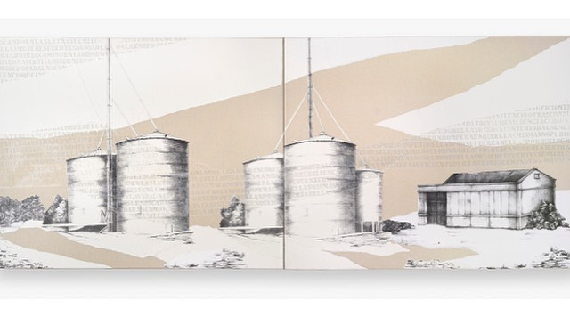 LUCIA TORRES - de la Serie «MIGRANTE» Díptico - Litografía, marouflage - 200x80cm - Año 2019 «XV Salón de Artes Visuales» Junín 2019, MACA - Museo de Arte Contemporáneo Argentino