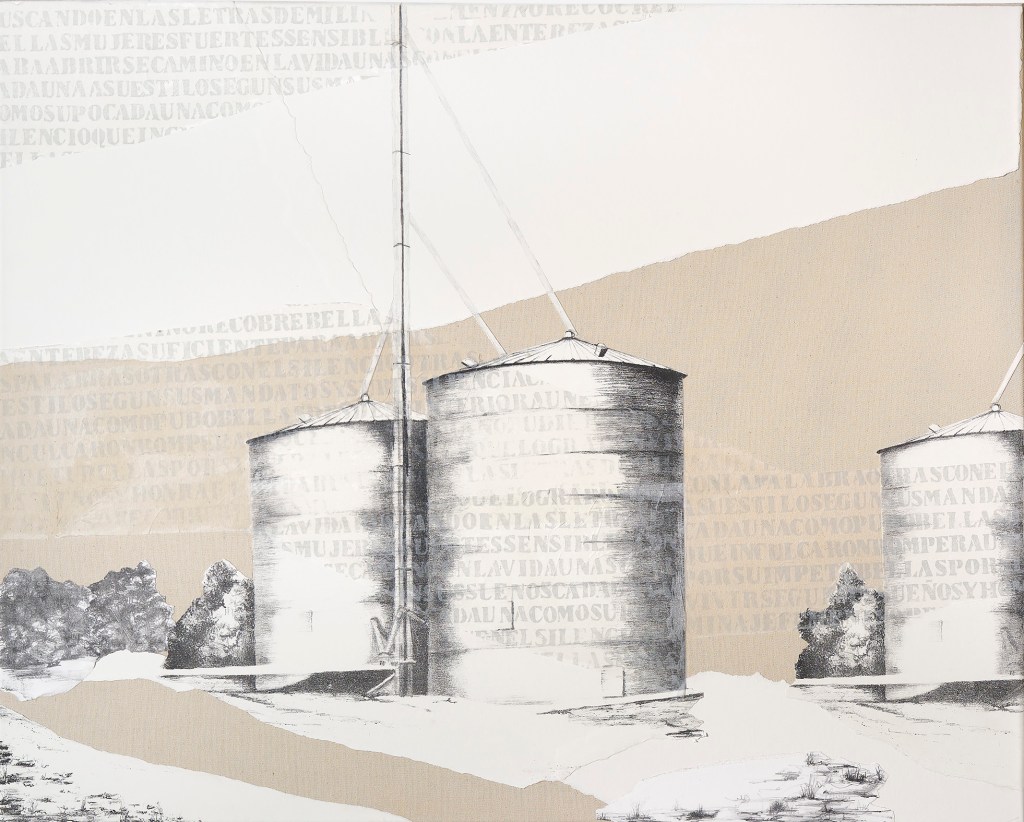 LUCIA TORRES - de la Serie «MIGRANTE» Litografía, marouflage - 200x80cm - Año 2019 (DETALLE 1) «XV Salón de Artes Visuales» Junín 2019, MACA - Museo de Arte Contemporáneo Argentino