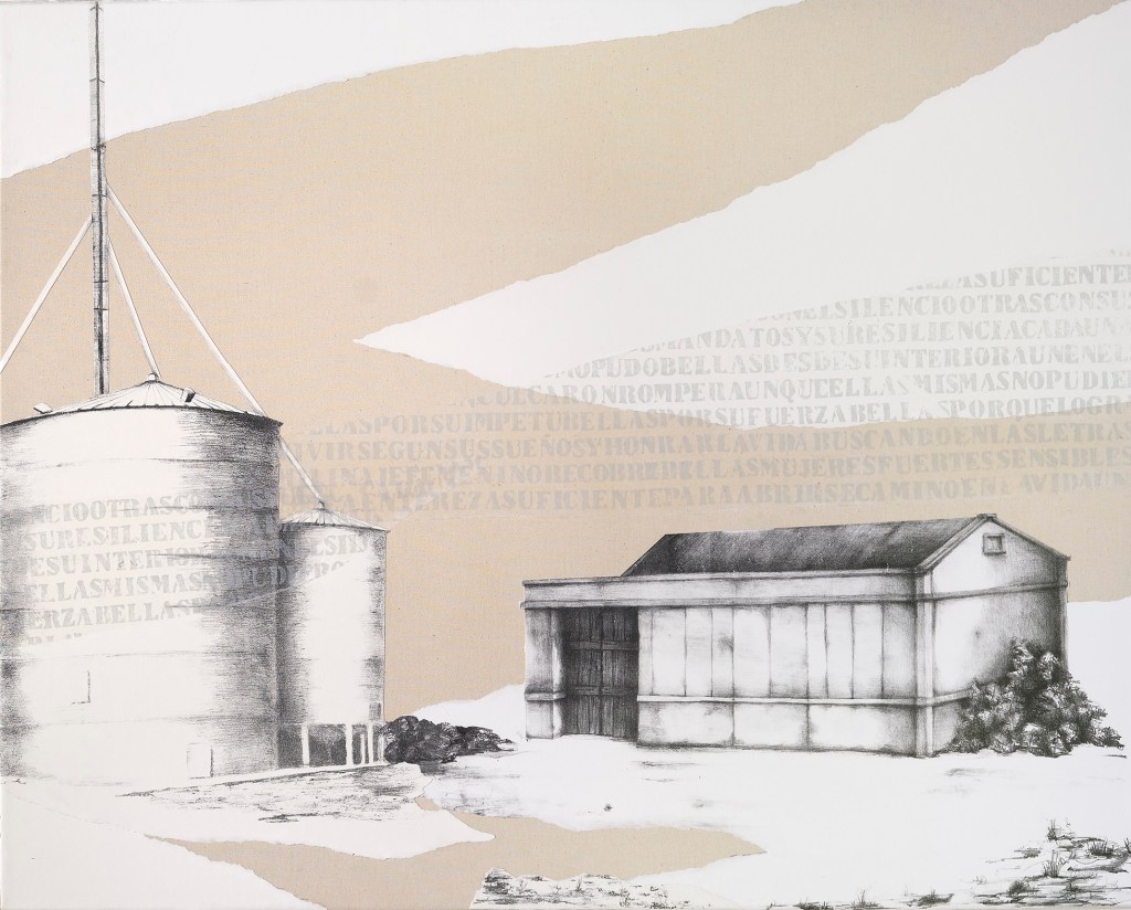 LUCIA TORRES - de la Serie «MIGRANTE» Litografía, marouflage - 200x80cm - Año 2019 (DETALLE 2) «XV Salón de Artes Visuales» Junín 2019, MACA - Museo de Arte Contemporáneo Argentino