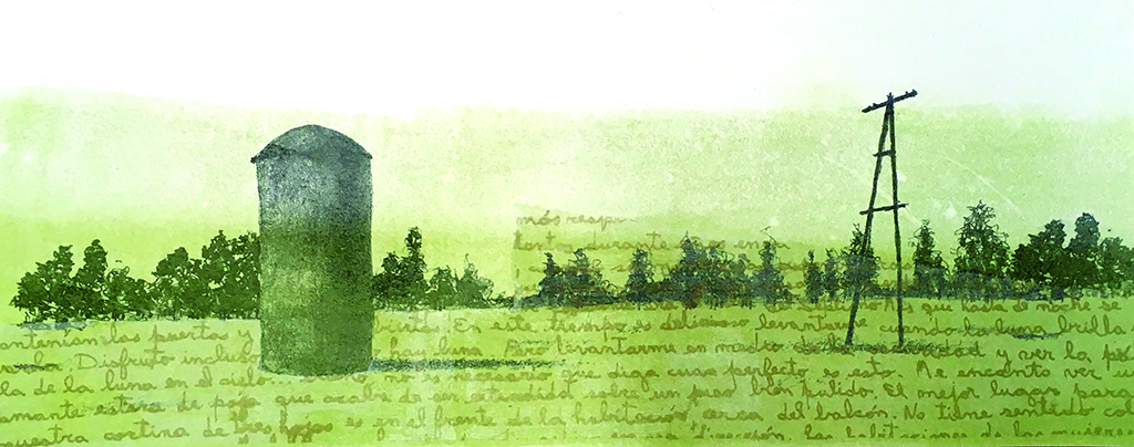 LUCIA TORRES «de la Serie VIDA 21» Litografia - 20x50cm - Año 2019 «STORIES PRINTED / HISTORIAS GRÁFICAS» Centro de Edición, en North Miami Public Library