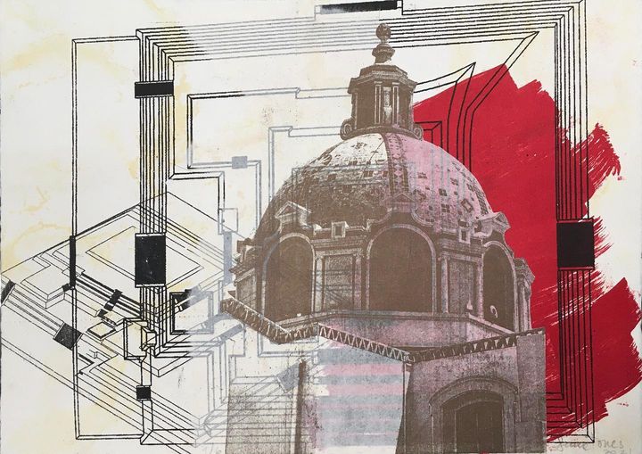 LUCIA TORRES «Gran pirámide» 2 25x35cm, edición de 6 estampas - Año 2021 en Impronta Lab - Taller (Cholula, México)