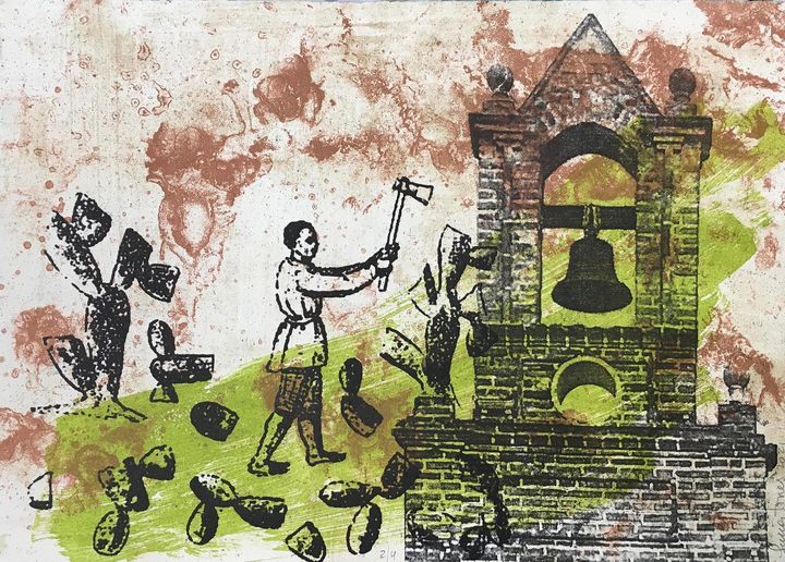 LUCIA TORRES «Grana cochinilla» 1 25x35cm, edición de 4 estampas - Año 2021 en Impronta Lab - Taller (Cholula, México)